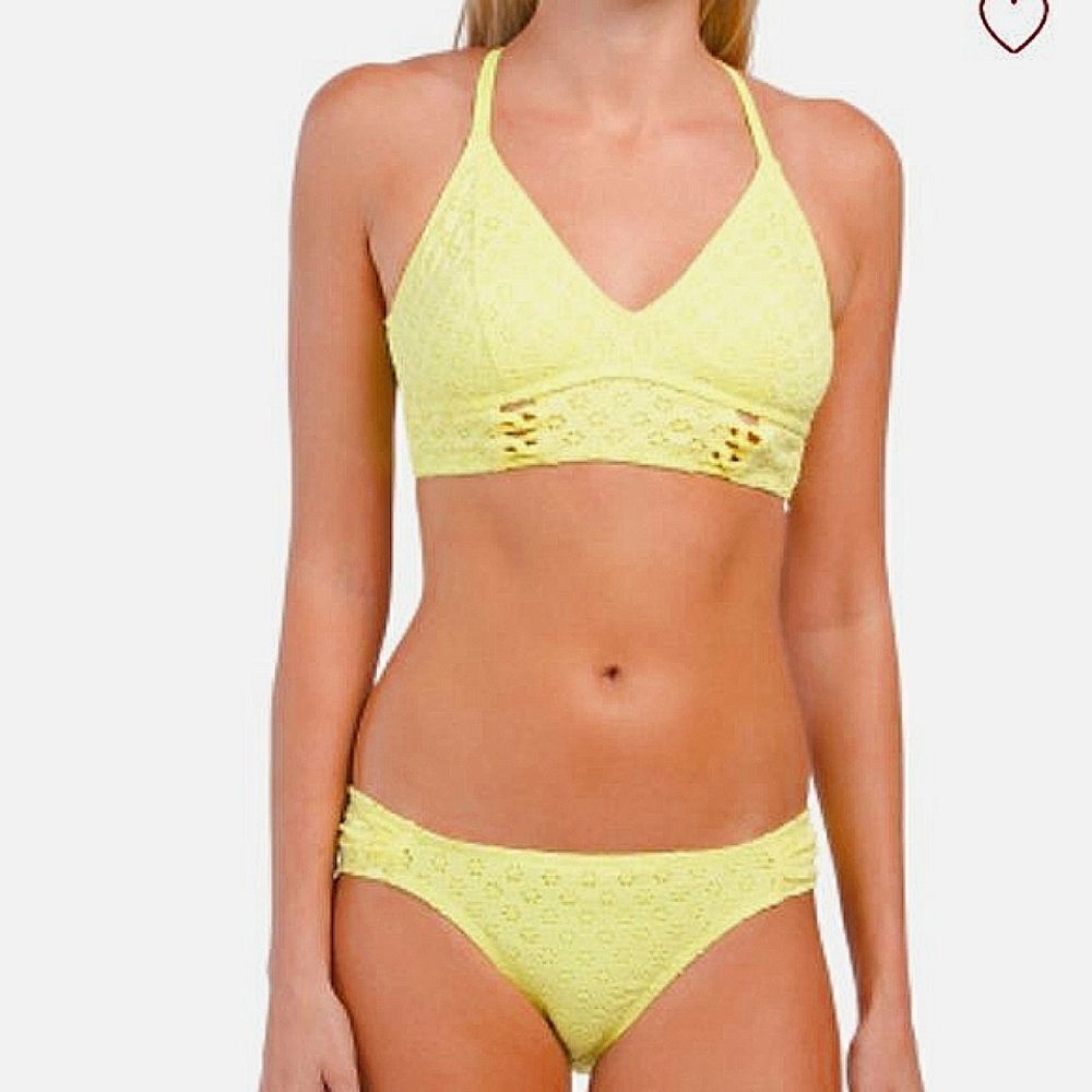 Jessica Simpson yellow bralette bikini top and matching bikini bottom Sz…